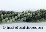 CZJ581 15.5 inches 6mm faceted round green zebra jasper gemstone beads