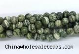 CZJ582 15.5 inches 8mm faceted round green zebra jasper gemstone beads