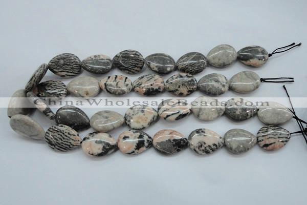 CZJ70 15.5 inches 18*25mm flat teardrop zebra jasper gemstone beads