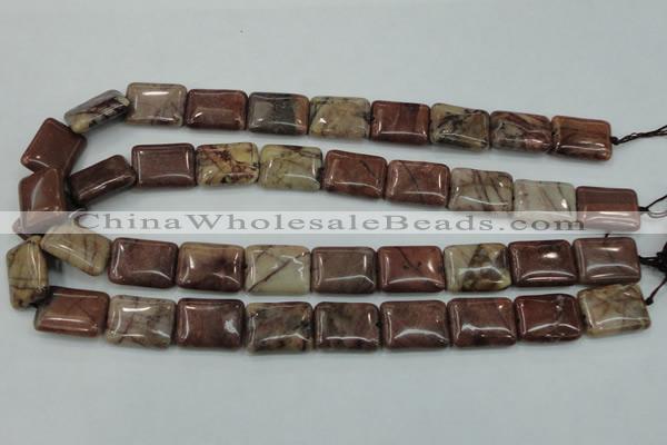 CZJ86 16 inches 15*20mm rectangle red zebra jasper beads wholesale