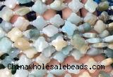 FGBS01 15 inches 12mm faceted Four leaf clover colorful amazonite beads
