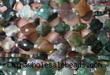 FGBS03 15 inches 12mm faceted Four leaf clover Indian agate beads