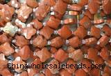 FGBS05 15 inches 12mm faceted Four leaf clover red jasper beads