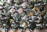FGBS06 15 inches 12mm faceted Four leaf clover rhodonite beads