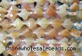 FGBS10 15 inches 12mm faceted Four leaf clover yellow aventurine beads