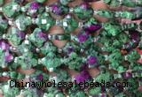 FGBS19 15 inches 12mm faceted Four leaf clover synthetic ruby zoisite beads