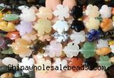 FGBS192 15 inches 15mm carved five petal flower colorful gemstone beads wholesale