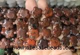 FGBS280 15 inches 15mm carved five petal flower brecciated jasper beads