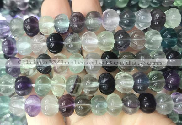 FLBS41 15 inches 8*10mm carved pumpkin fluorite beads wholesale