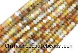 FWBS01 15 inches 2*4mm faceted rondelle golden flower jade beads