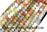 FWBS03 15 inches 5*8mm faceted rondelle golden flower jade beads