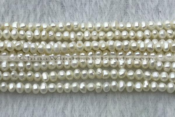 FWP09 14.5 inches 2.5mm - 3mm potato white freshwater pearl strands
