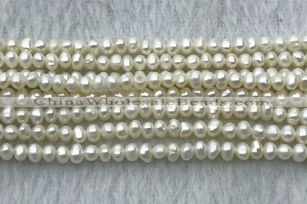 FWP09 14.5 inches 2.5mm - 3mm potato white freshwater pearl strands