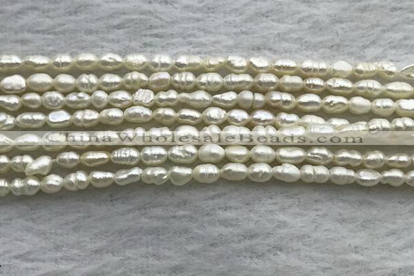 FWP151 14.5 inches 2.5mm rice white freshwater pearl strands