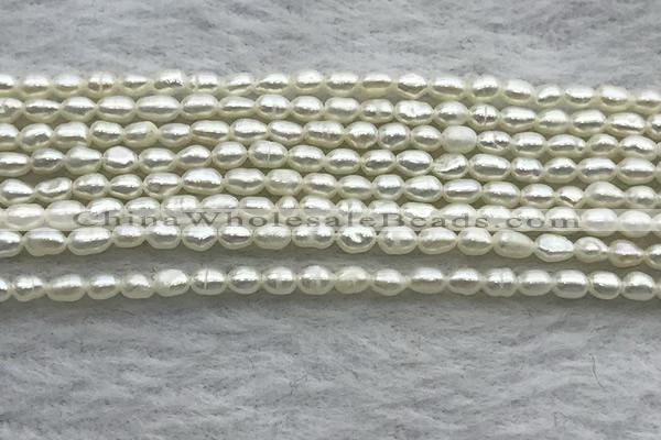 FWP154 14.5 inches 2mm - 3mm rice white freshwater pearl strands