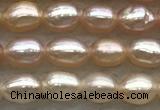 FWP155 14.5 inches 3.5mm rice light purple freshwater pearl strands