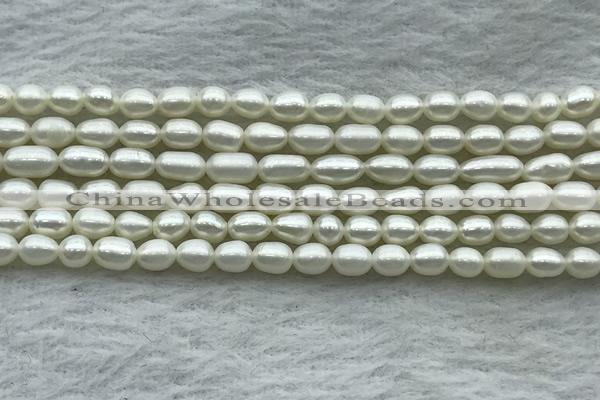 FWP161 14.5 inches 3.5mm - 4mm rice white freshwater pearl strands