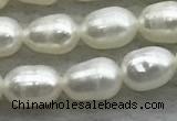 FWP167 14.5 inches 4mm - 5mm rice white freshwater pearl strands