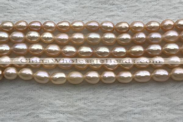 FWP168 14.5 inches 4mm - 5mm rice light purple freshwater pearl strands
