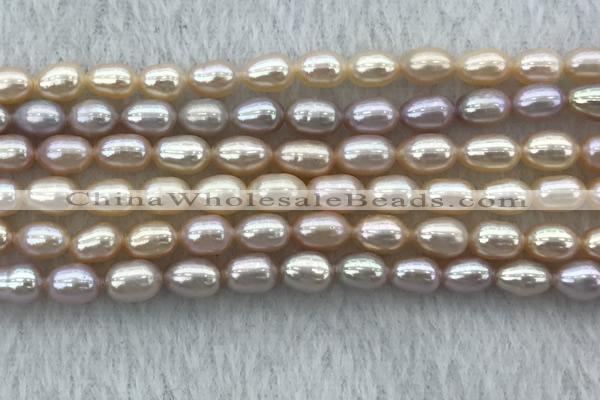 FWP175 14.5 inches 5mm - 6mm rice purple & pink freshwater pearl strands