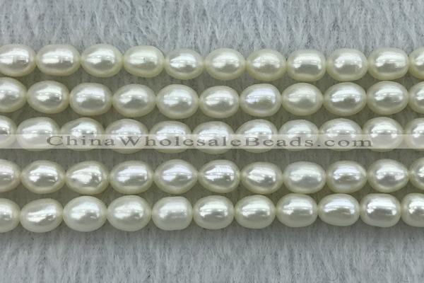 FWP181 15 inches 6mm - 7mm rice white freshwater pearl strands