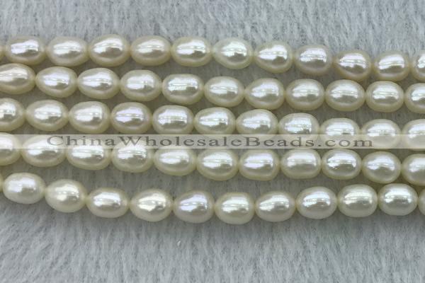 FWP182 15 inches 6mm - 7mm rice white freshwater pearl strands