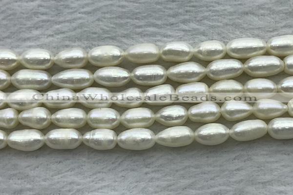 FWP187 15 inches 6mm - 7mm rice white freshwater pearl strands