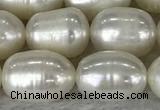 FWP201 15 inches 8mm - 9mm rice white freshwater pearl strands