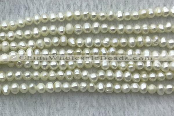 FWP21 14.5 inches 3mm - 3.5mm potato white freshwater pearl strands