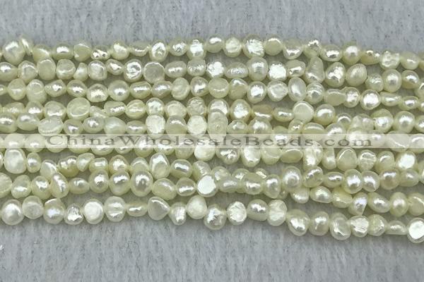 FWP231 14.5 inches 3mm - 4mm baroque white freshwater pearl strands