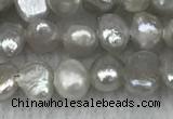 FWP232 14.5 inches 3mm - 4mm baroque grey freshwater pearl strands