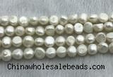 FWP250 15 inches 9mm - 10mm baroque white freshwater pearl strands