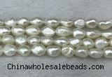 FWP286 15 inches 9mm - 10mm baroque white freshwater pearl strands