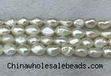 FWP286 15 inches 9mm - 10mm baroque white freshwater pearl strands