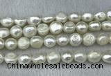 FWP302 15 inches 11mm - 12mm baroque white freshwater pearl strands