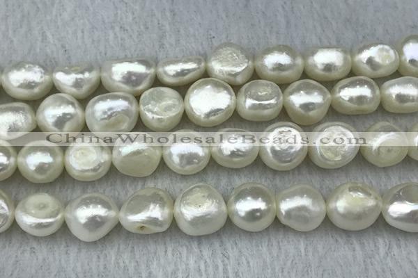 FWP302 15 inches 11mm - 12mm baroque white freshwater pearl strands