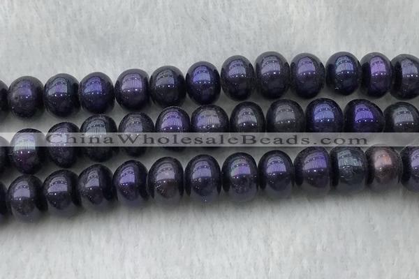 FWP330 15 inches 11mm - 12mm button black freshwater pearl strands