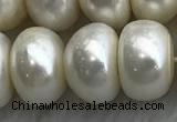 FWP332 15 inches 12mm - 13mm button white freshwater pearl strands