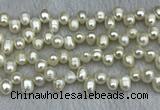 FWP340 Top-drilled 7mm - 8mm potato white freshwater pearl strands