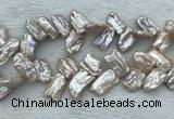 FWP414 Top-drilled 12*16mm - 13*18mm biwa freshwater pearl beads