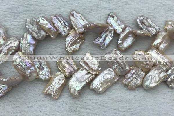 FWP414 Top-drilled 12*16mm - 13*18mm biwa freshwater pearl beads