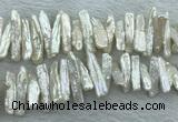 FWP418 15 inches 6*25mm - 8*22mm biwa freshwater pearl beads