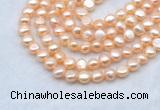 FWP491 14 inches 8mm - 9mm baroque pink freshwater pearl strands