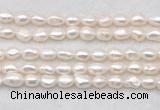 FWP496 14 inches 8mm - 9mm baroque white freshwater pearl strands