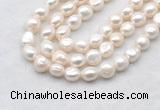 FWP500 14 inches 10mm - 11mm baroque white freshwater pearl strands