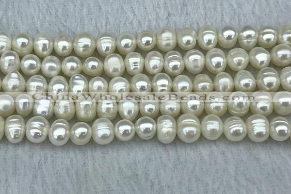 FWP55 15 inches 6mm - 7mm potato white freshwater pearl strands