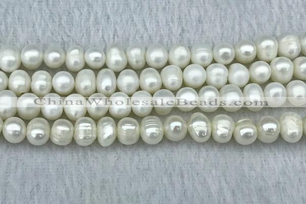 FWP65 15 inches 7mm - 8mm potato white freshwater pearl strands