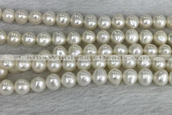 FWP79 15 inches 7mm - 8mm potato white freshwater pearl strands