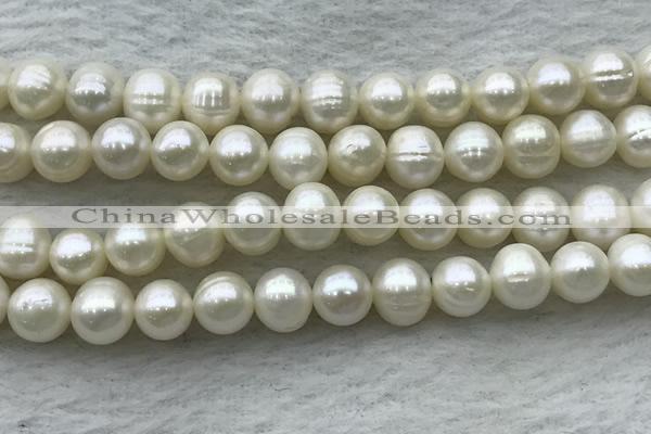FWP80 15 inches 7mm - 8mm potato white freshwater pearl strands