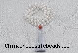 GMN1000 Hand-knotted 8mm, 10mm matte tibetan agate 108 beads mala necklaces with tassel